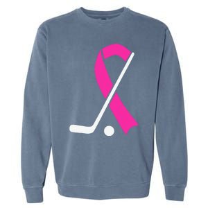 Field Hockey for Girls Breast Cancer Awareness Ribbon Garment-Dyed Sweatshirt