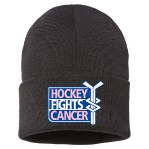 funny Hockey Fights Cancer awareness Sustainable Knit Beanie