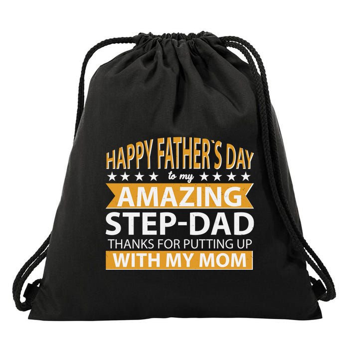 Funny Happy Father's Day To My Amazing StepDad Drawstring Bag
