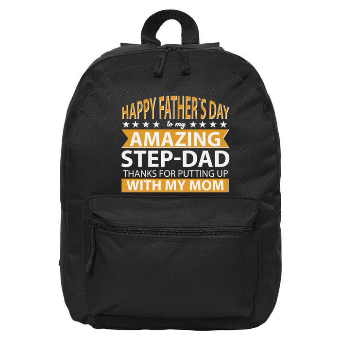 Funny Happy Father's Day To My Amazing StepDad 16 in Basic Backpack