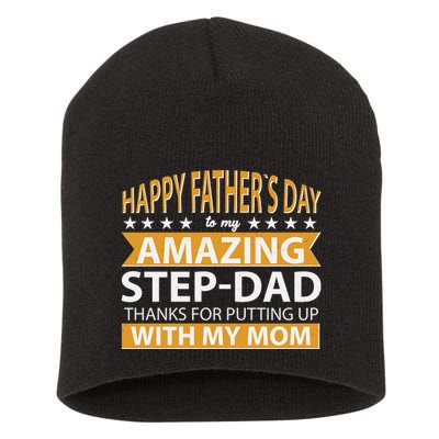 Funny Happy Father's Day To My Amazing StepDad Short Acrylic Beanie