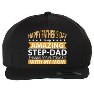 Funny Happy Father's Day To My Amazing StepDad Wool Snapback Cap