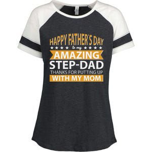 Funny Happy Father's Day To My Amazing StepDad Enza Ladies Jersey Colorblock Tee