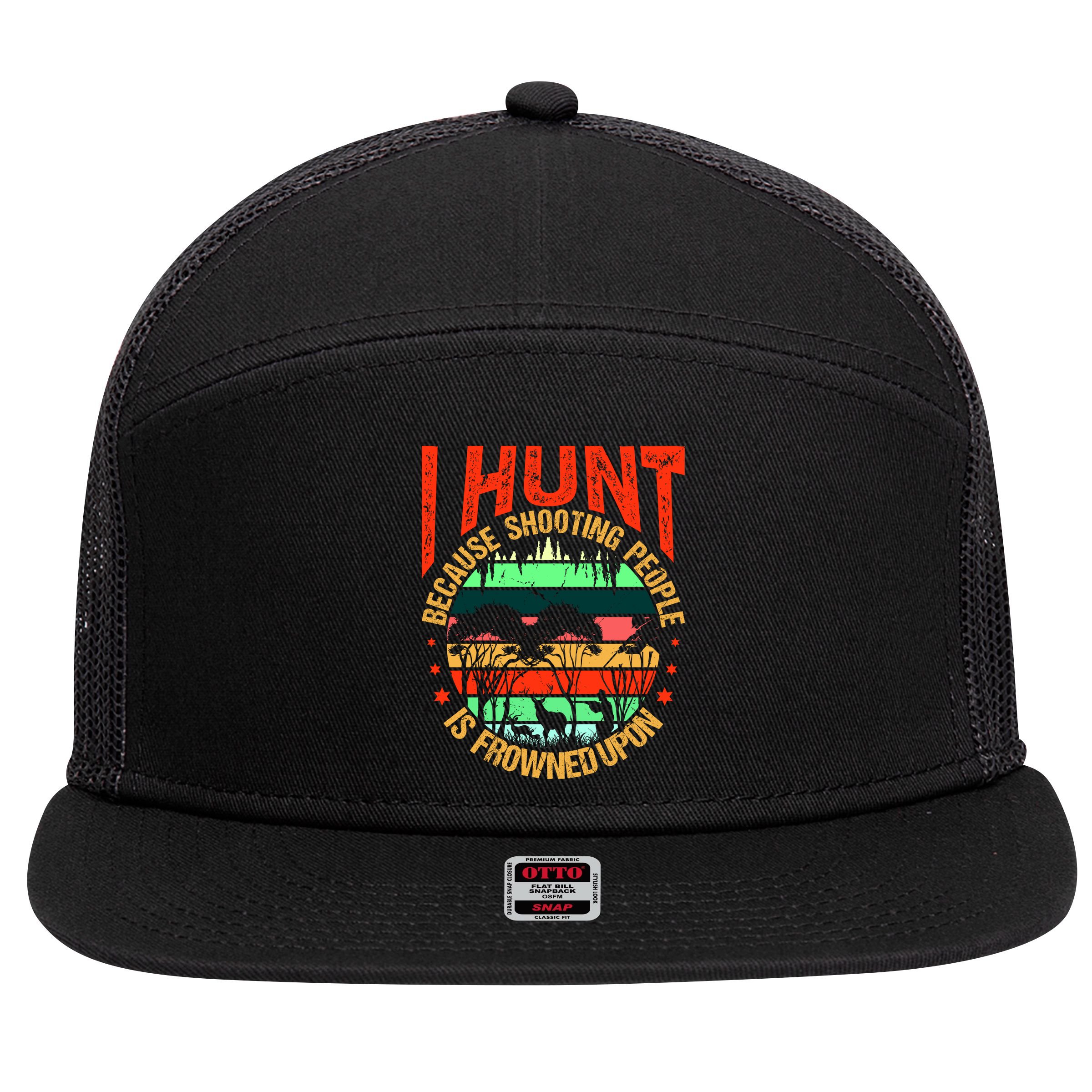 Funny Hunting Fanatic 7 Panel Mesh Trucker Snapback Hat