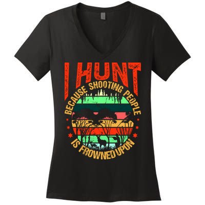 Funny Hunting Fanatic Women's V-Neck T-Shirt