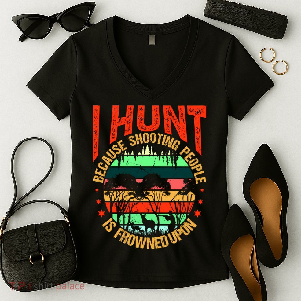 Funny Hunting Fanatic Women's V-Neck T-Shirt