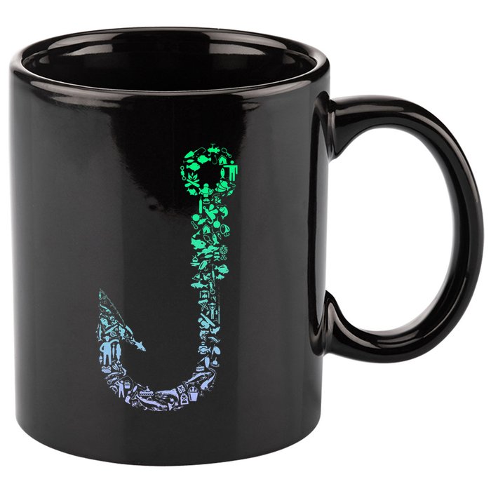 Fish Hook For Fishermen Fishing Icons Fishing 11oz C Handle Ceramic Mug