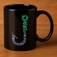 Fish Hook For Fishermen Fishing Icons Fishing 11oz C Handle Ceramic Mug