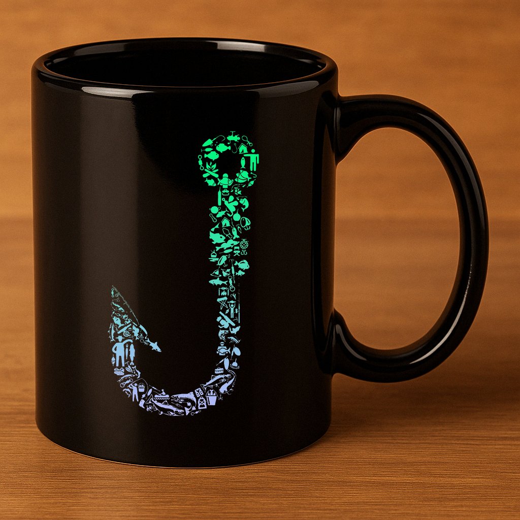 Fish Hook For Fishermen Fishing Icons Fishing 11oz C Handle Ceramic Mug