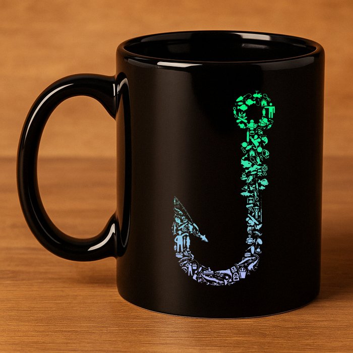 Fish Hook For Fishermen Fishing Icons Fishing 11oz C Handle Ceramic Mug