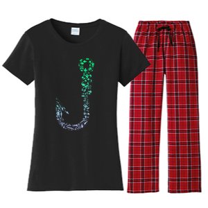 Fish Hook For Fishermen Fishing Icons Fishing Women's Flannel Pajama Set