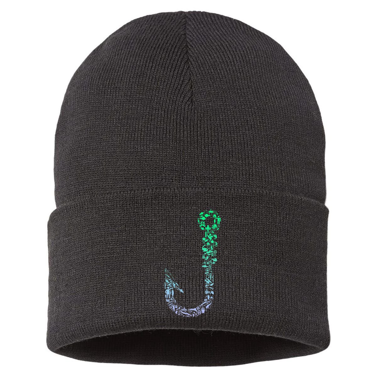 Fish Hook For Fishermen Fishing Icons Fishing Sustainable Knit Beanie
