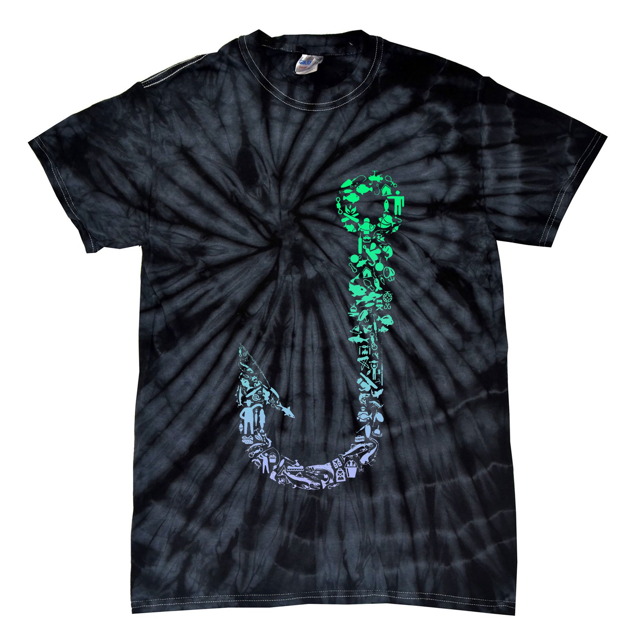 Fish Hook For Fishermen Fishing Icons Fishing Tie-Dye T-Shirt