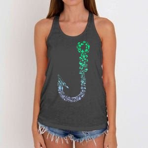 Fish Hook For Fishermen Fishing Icons Fishing Women's Knotted Racerback Tank