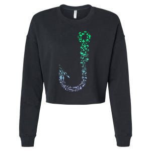 Fish Hook For Fishermen Fishing Icons Fishing Cropped Pullover Crew