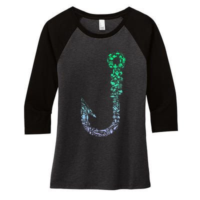 Fish Hook For Fishermen Fishing Icons Fishing Women's Tri-Blend 3/4-Sleeve Raglan Shirt
