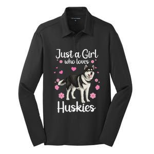 Funny Huskies For Women Pup Siberian Husky Dog Lovers Silk Touch Performance Long Sleeve Polo