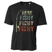 Fishing HereFishy Fish Dad Gift Funny Cooling Performance Crew T-Shirt