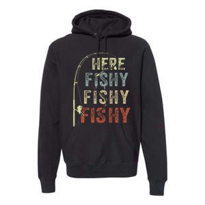 Fishing HereFishy Fish Dad Gift Funny Premium Hoodie