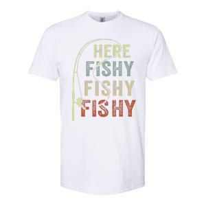 Fishing HereFishy Fish Dad Gift Funny Softstyle CVC T-Shirt