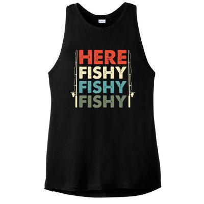 Fish Hunting Fishing Fishrod Fisherman Ladies PosiCharge Tri-Blend Wicking Tank