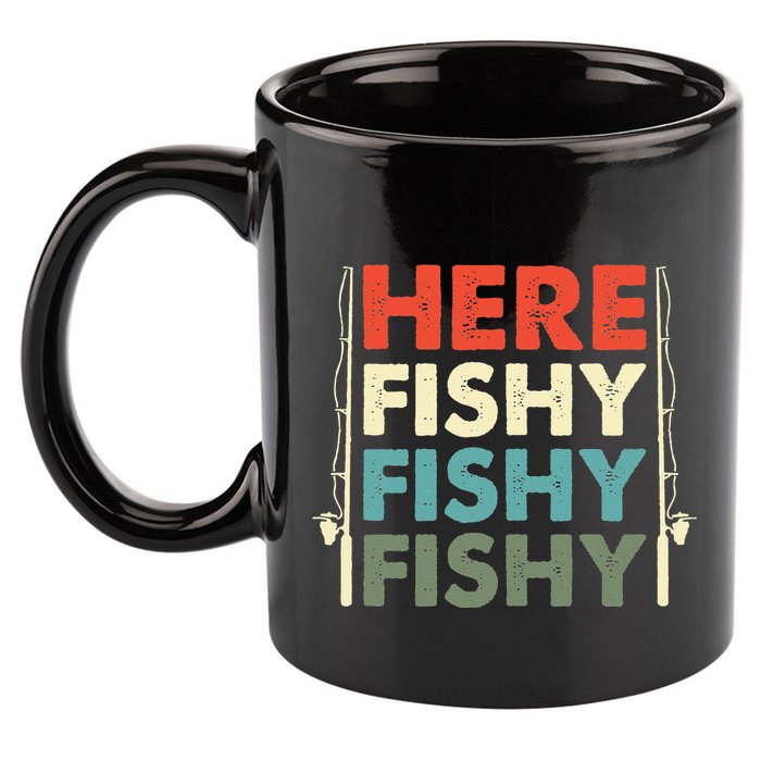 Fish Hunting Fishing Fishrod Fisherman 11oz C Handle Ceramic Mug