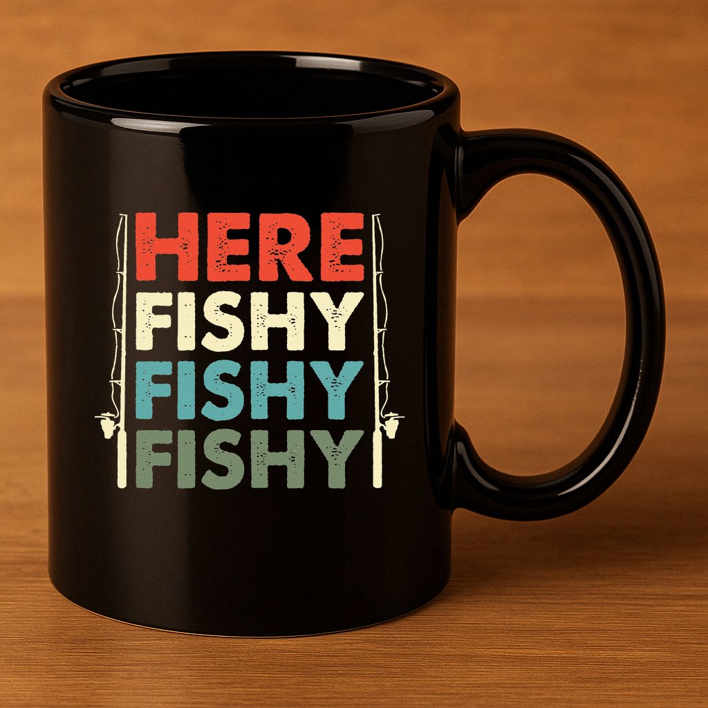 Fish Hunting Fishing Fishrod Fisherman 11oz C Handle Ceramic Mug