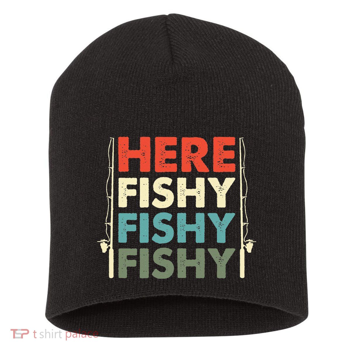 Fish Hunting Fishing Fishrod Fisherman Short Acrylic Beanie