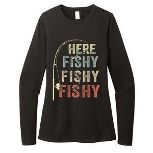 Fishing Here Fishy Funny FatherS Day Womens CVC Long Sleeve Shirt