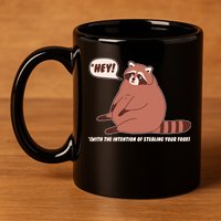 Funny Hey Fat Raccoon Stealing Your Food 11oz C Handle Ceramic Mug