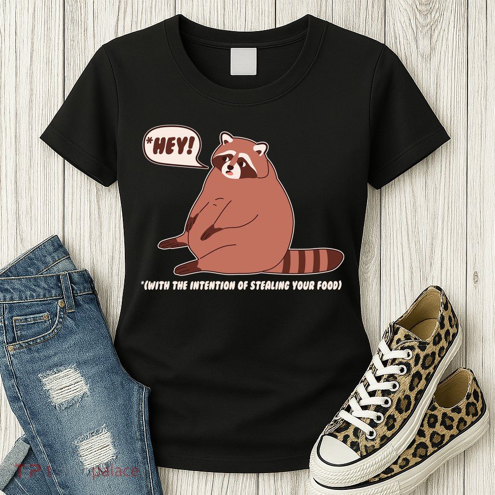Funny Hey Fat Raccoon Stealing Your Food Womens T-Shirt