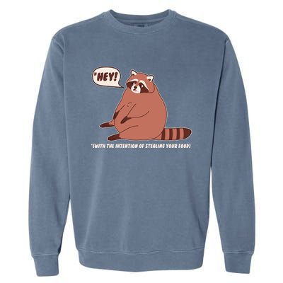 Funny Hey Fat Raccoon Stealing Your Food Garment-Dyed Sweatshirt