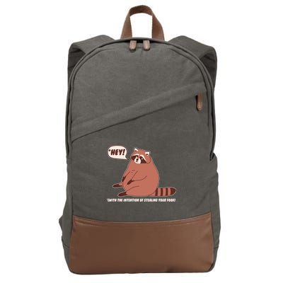Funny Hey Fat Raccoon Stealing Your Food Cotton Canvas Backpack