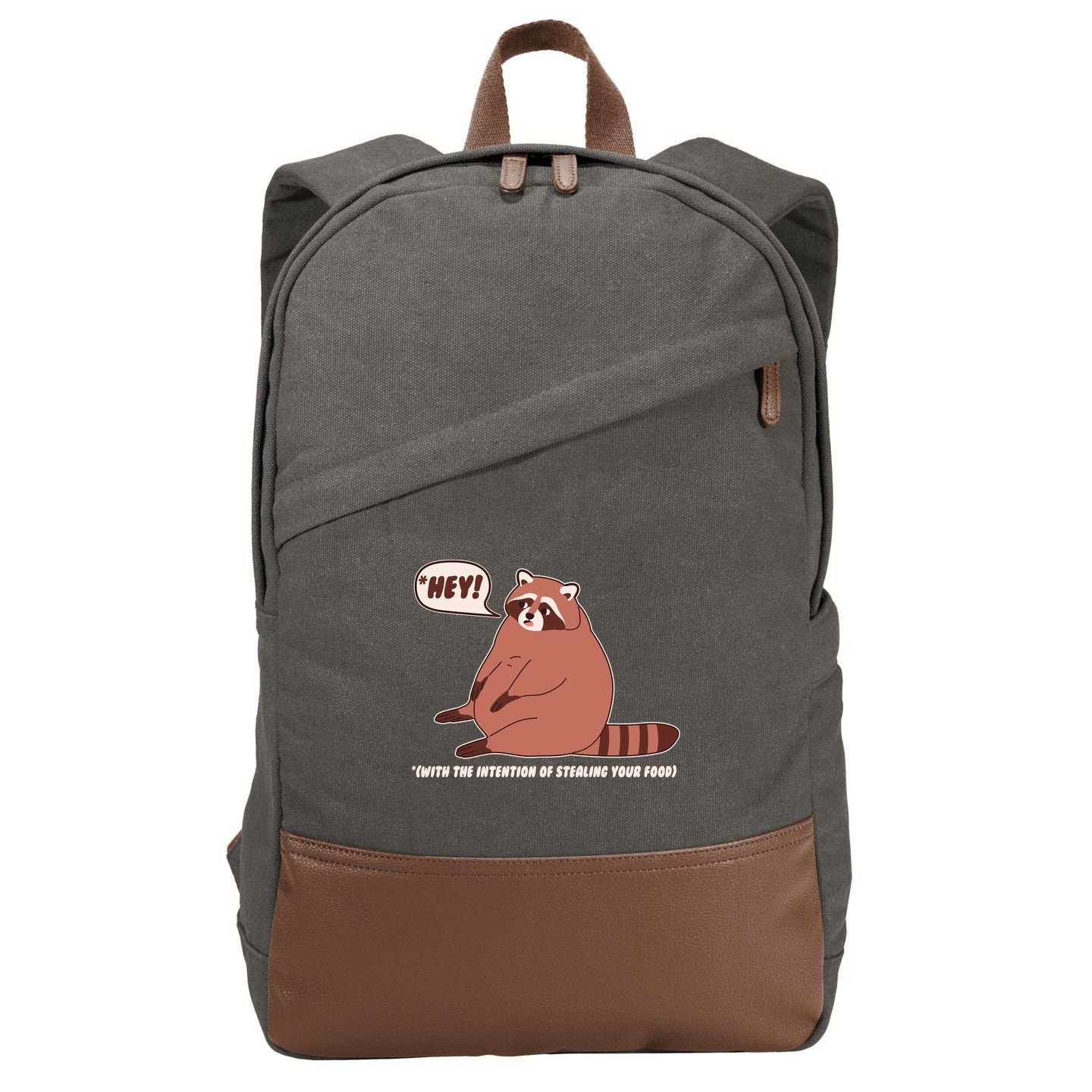 Funny Hey Fat Raccoon Stealing Your Food Cotton Canvas Backpack