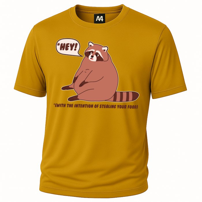 Funny Hey Fat Raccoon Stealing Your Food Cooling Performance Crew T-Shirt