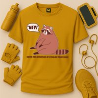 Funny Hey Fat Raccoon Stealing Your Food Cooling Performance Crew T-Shirt