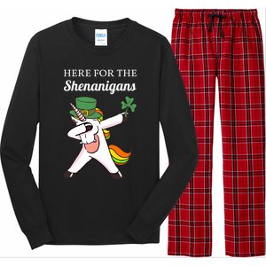 Funny Here For The Shenanigans Unicorn St Patricks Day Gift Long Sleeve Pajama Set