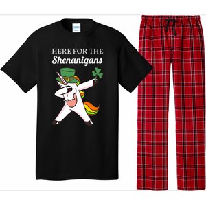 Funny Here For The Shenanigans Unicorn St Patricks Day Gift Pajama Set