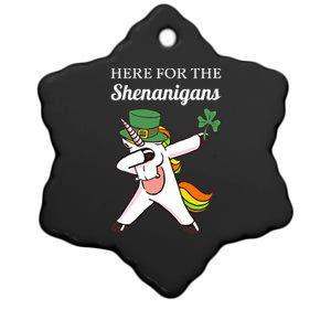 Funny Here For The Shenanigans Unicorn St Patricks Day Gift Ceramic Star Ornament