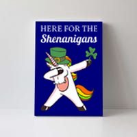 Funny Here For The Shenanigans Unicorn St Patricks Day Gift Canvas