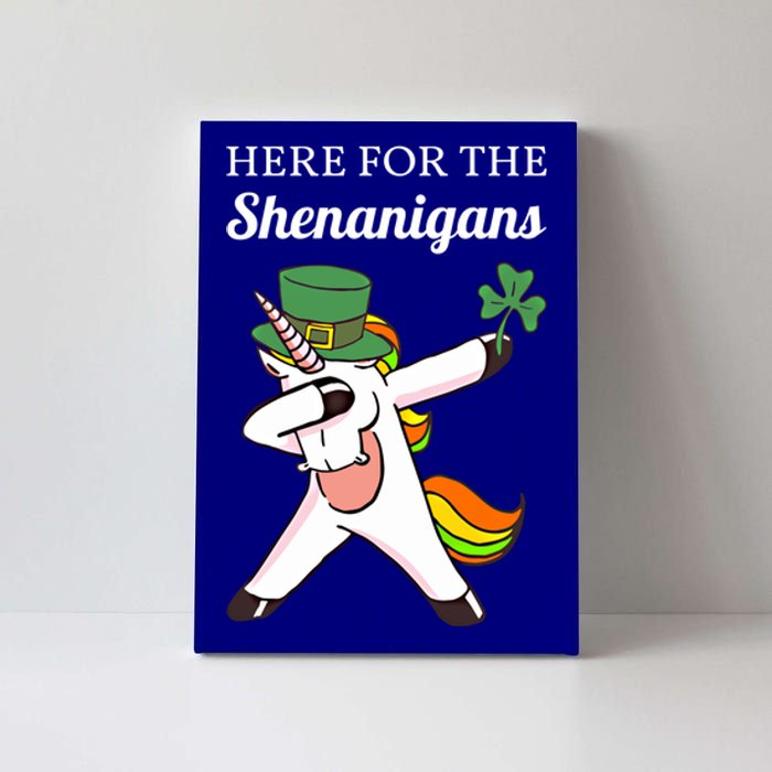 Funny Here For The Shenanigans Unicorn St Patricks Day Gift Canvas