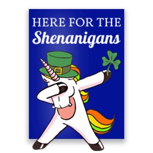 Funny Here For The Shenanigans Unicorn St Patricks Day Gift Poster