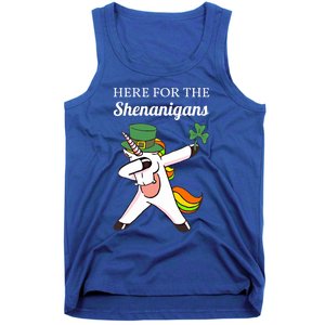 Funny Here For The Shenanigans Unicorn St Patricks Day Gift Tank Top