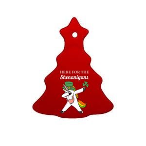 Funny Here For The Shenanigans Unicorn St Patricks Day Gift Ceramic Tree Ornament