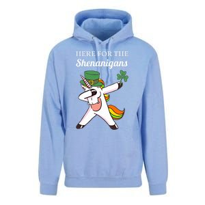 Funny Here For The Shenanigans Unicorn St Patricks Day Gift Unisex Surf Hoodie