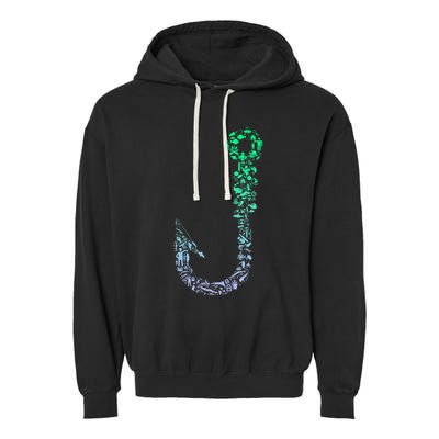 Fish Hook For Fishermen Fishing Icons Fishing Garment-Dyed Fleece Hoodie