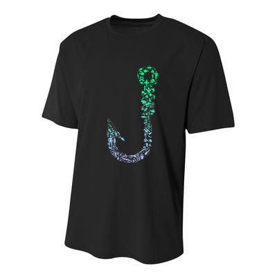 Fish Hook For Fishermen Fishing Icons Fishing Youth Performance Sprint T-Shirt