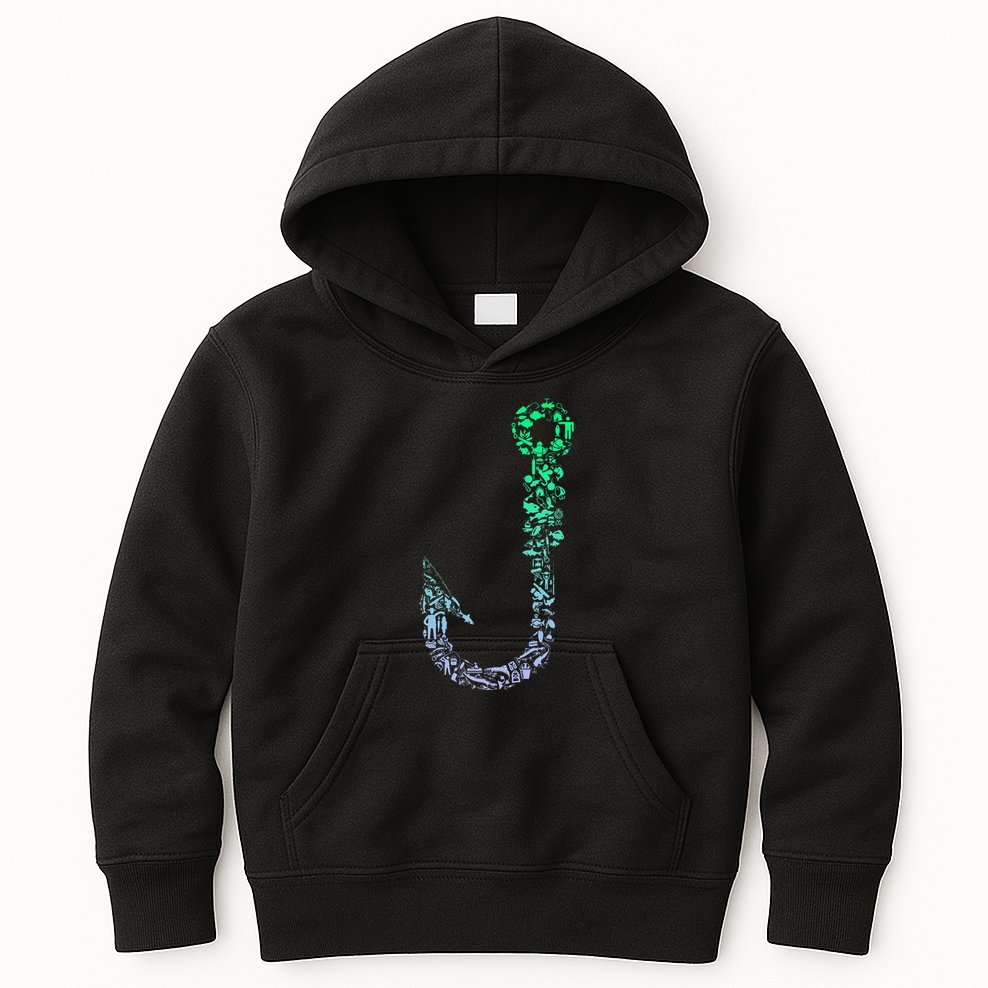 Fish Hook For Fishermen Fishing Icons Fishing Kids Hoodie