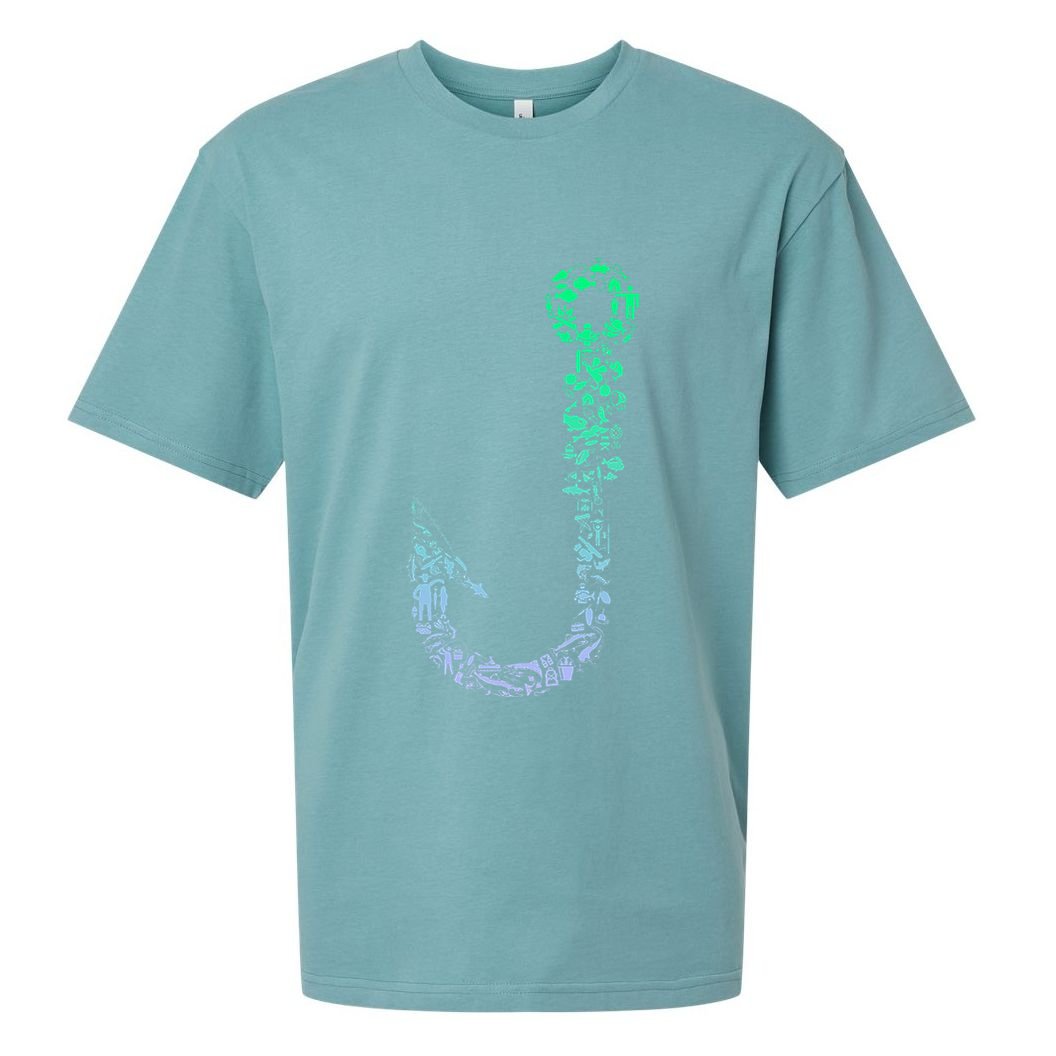 Fish Hook For Fishermen Fishing Icons Fishing Sueded Cloud Jersey T-Shirt