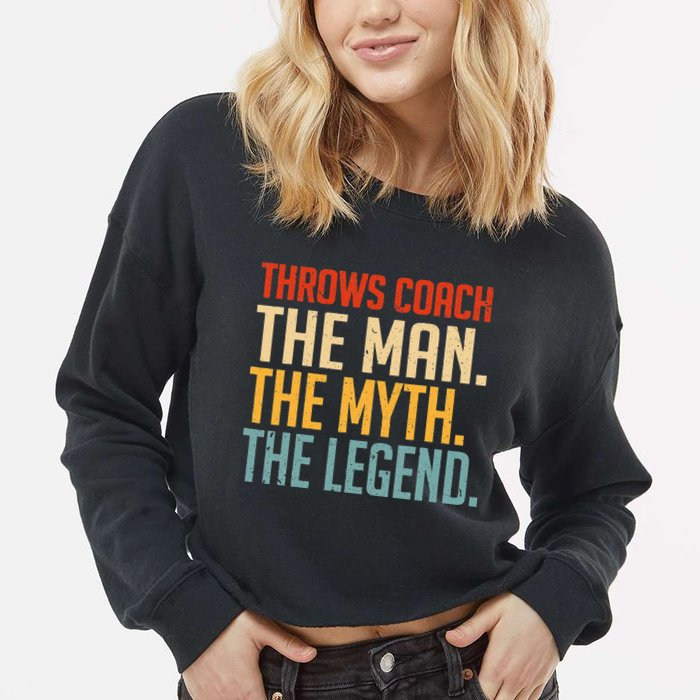 Fun Hilarious Funny Track & Field Throwing Throws Coach Cropped Pullover Crew